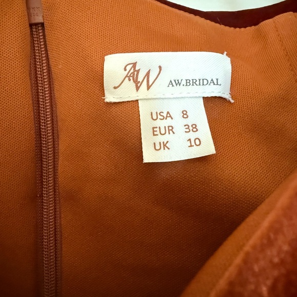 AW Bridal Landis Dress, Burnt Orange, Size 8 - Picture 4 of 4